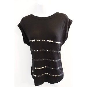 🇺🇸 FOREVER 21 black cotton and studs top size S